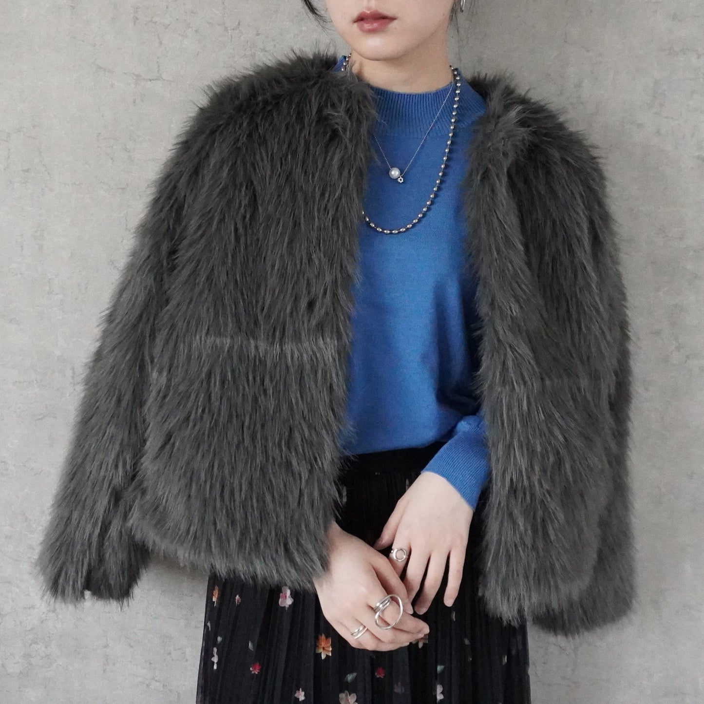 ロングファーシャギーコート