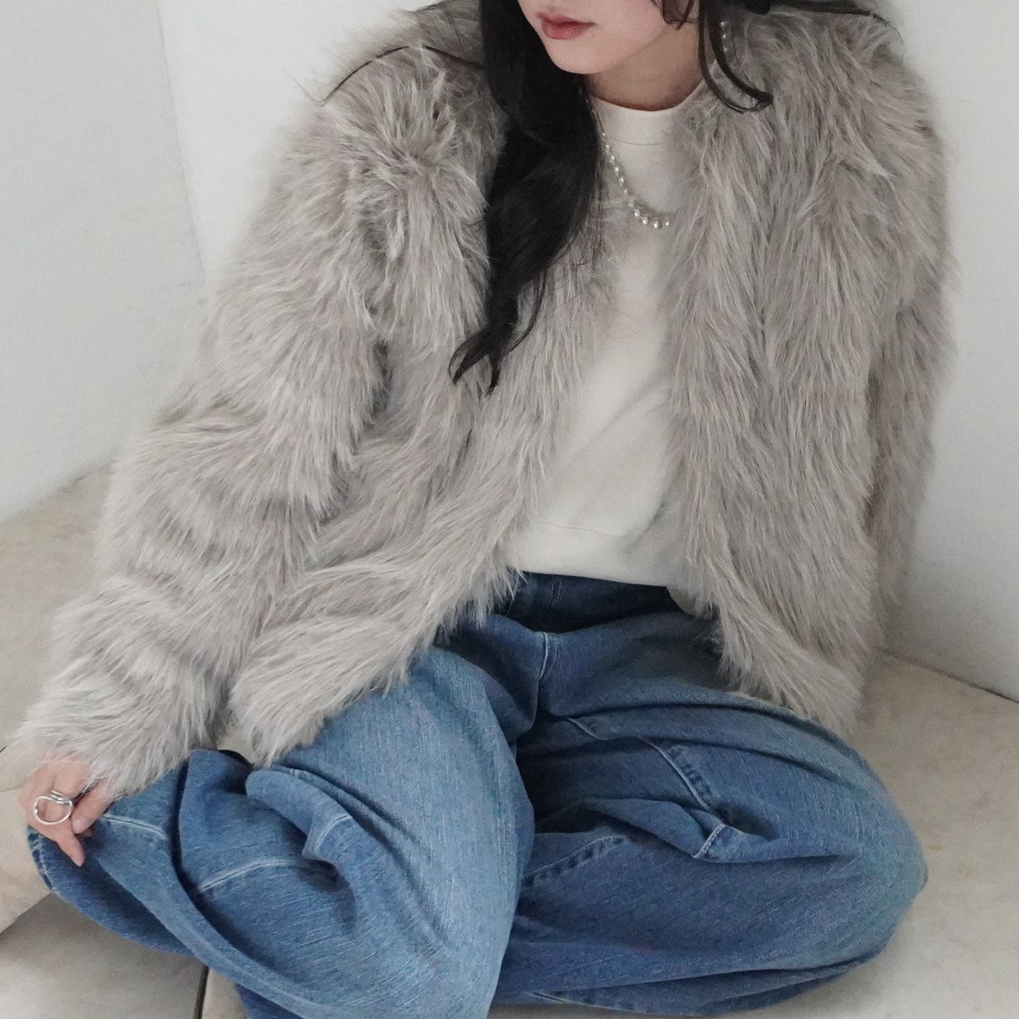 ロングファーシャギーコート