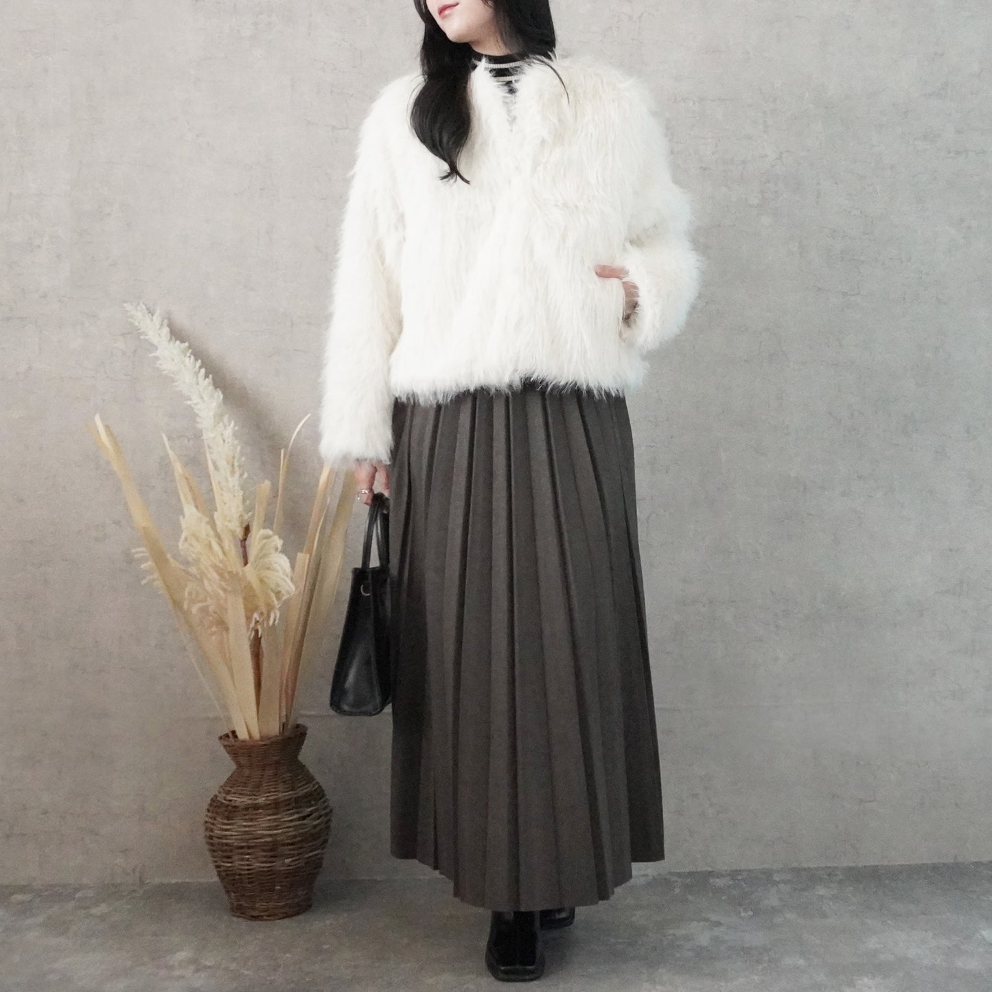 ロングファーシャギーコート