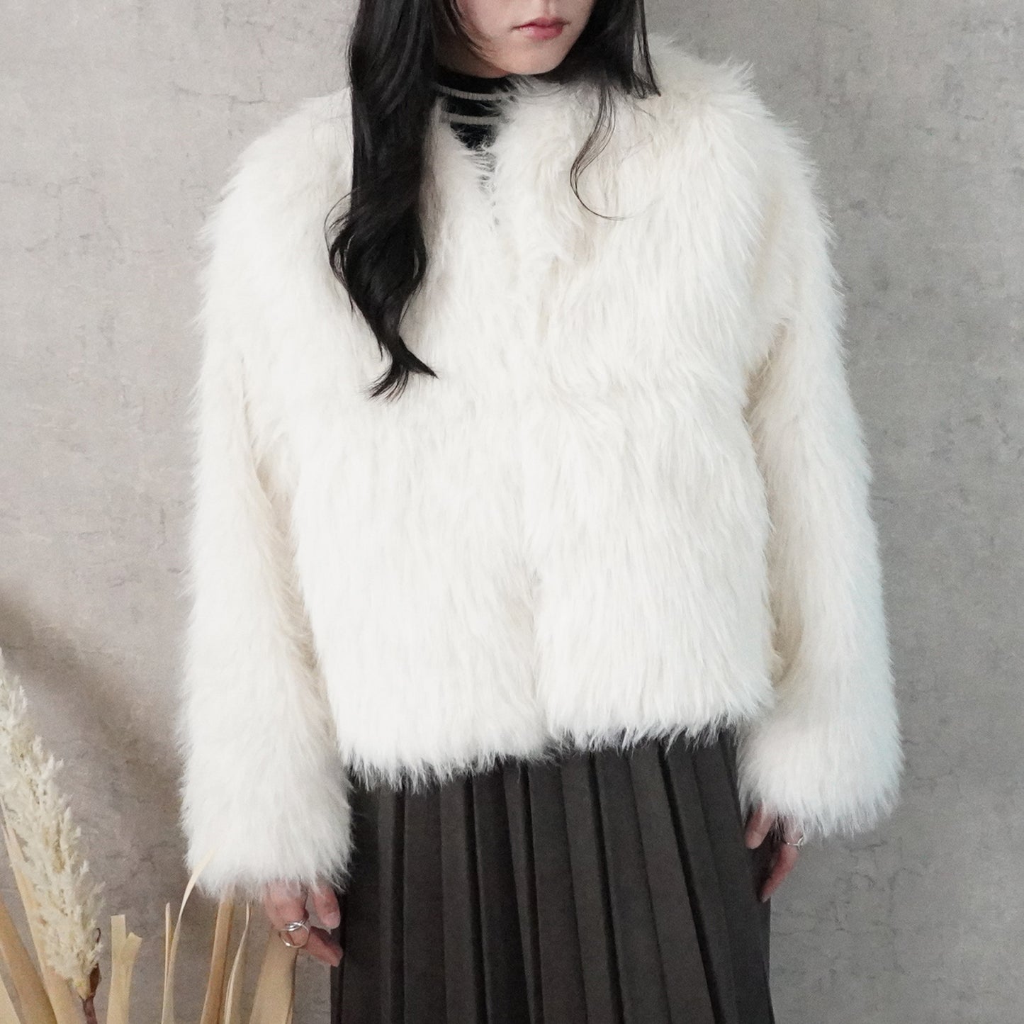 ロングファーシャギーコート