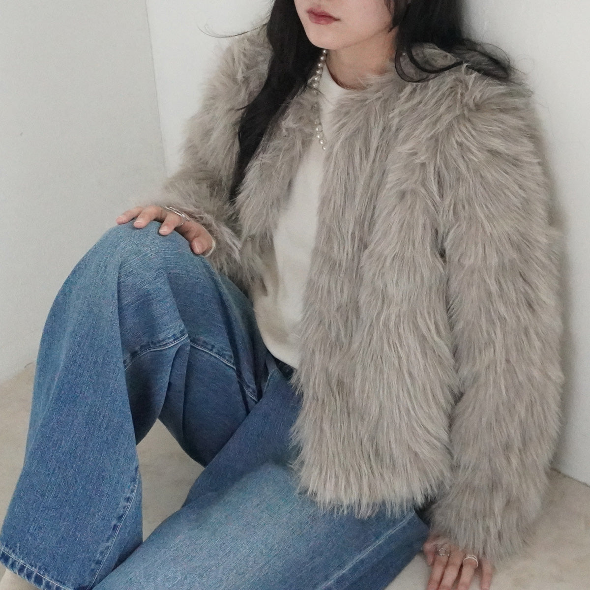 ロングファーシャギーコート