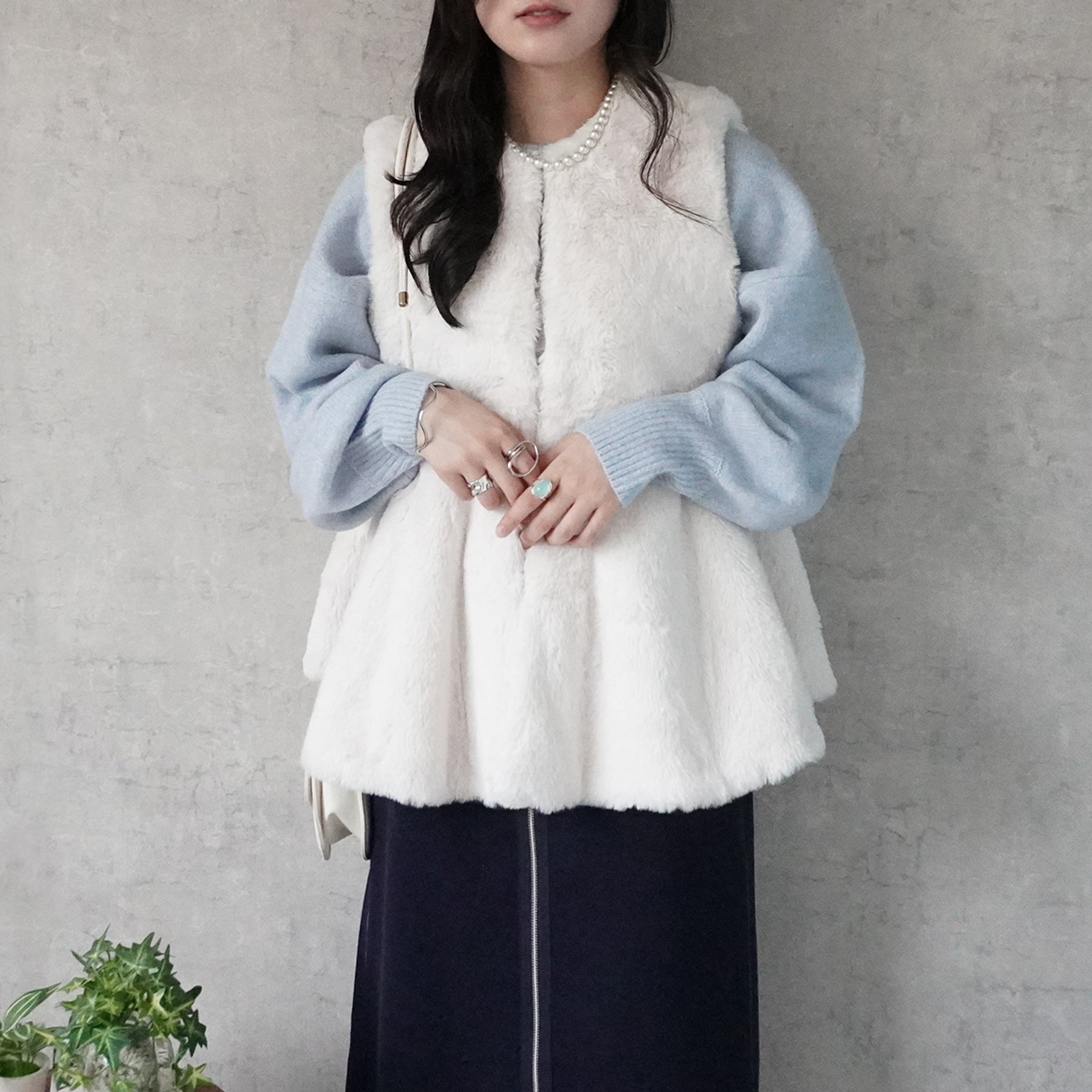 ラビット風ペプラムファーベスト/ セレクトリベリー – SELECT LEVERY