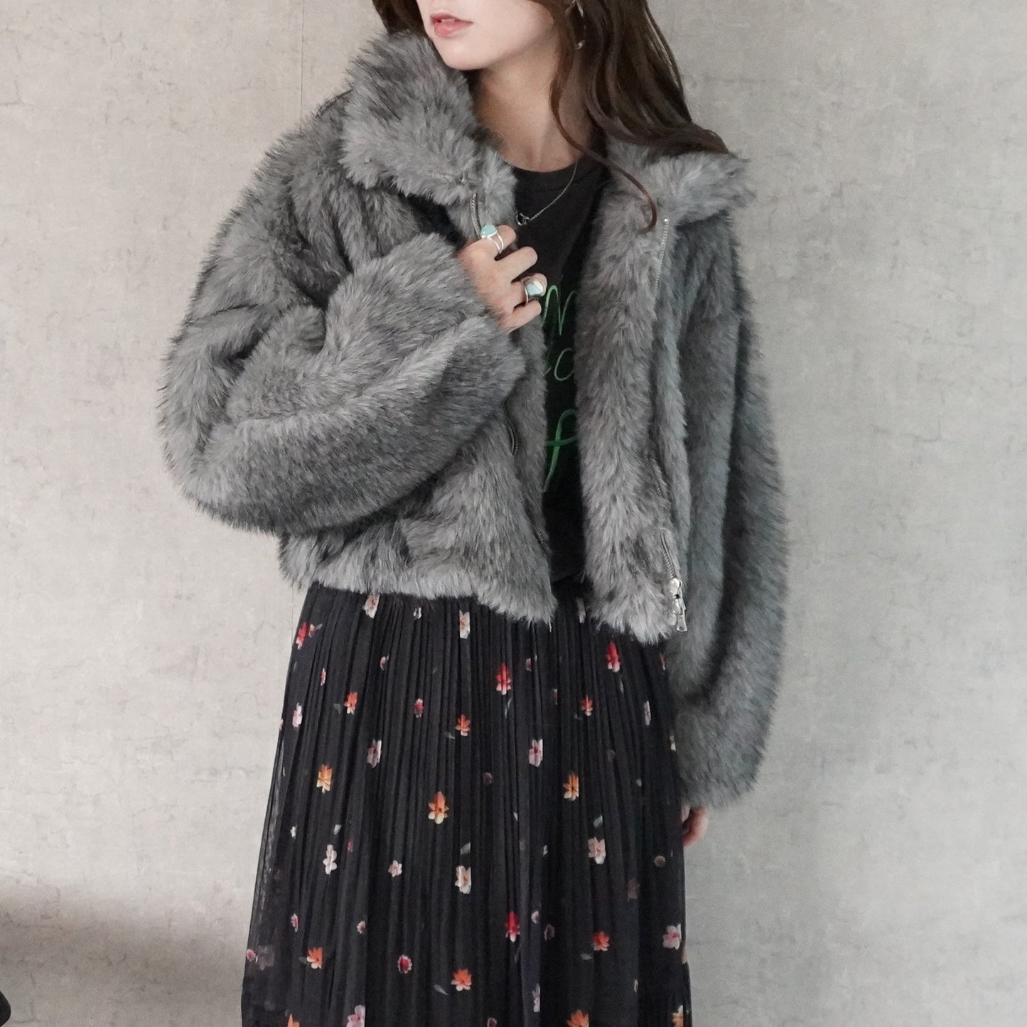 2wayカラーミックスファーブルゾン