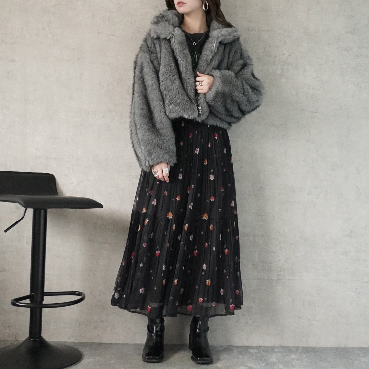 2wayカラーミックスファーブルゾン