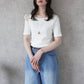 肩スリットリボン半袖Tシャツ