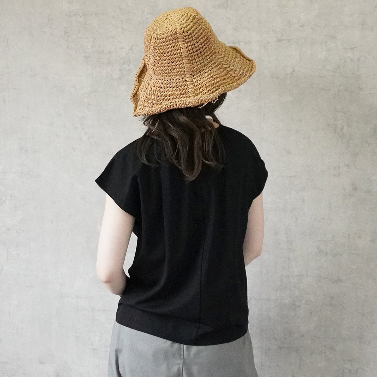 シルクタッチ接触冷感ギャザーフレンチスリーブTシャツ