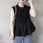 シルクタッチ接触冷感異素材ペプラムTシャツ