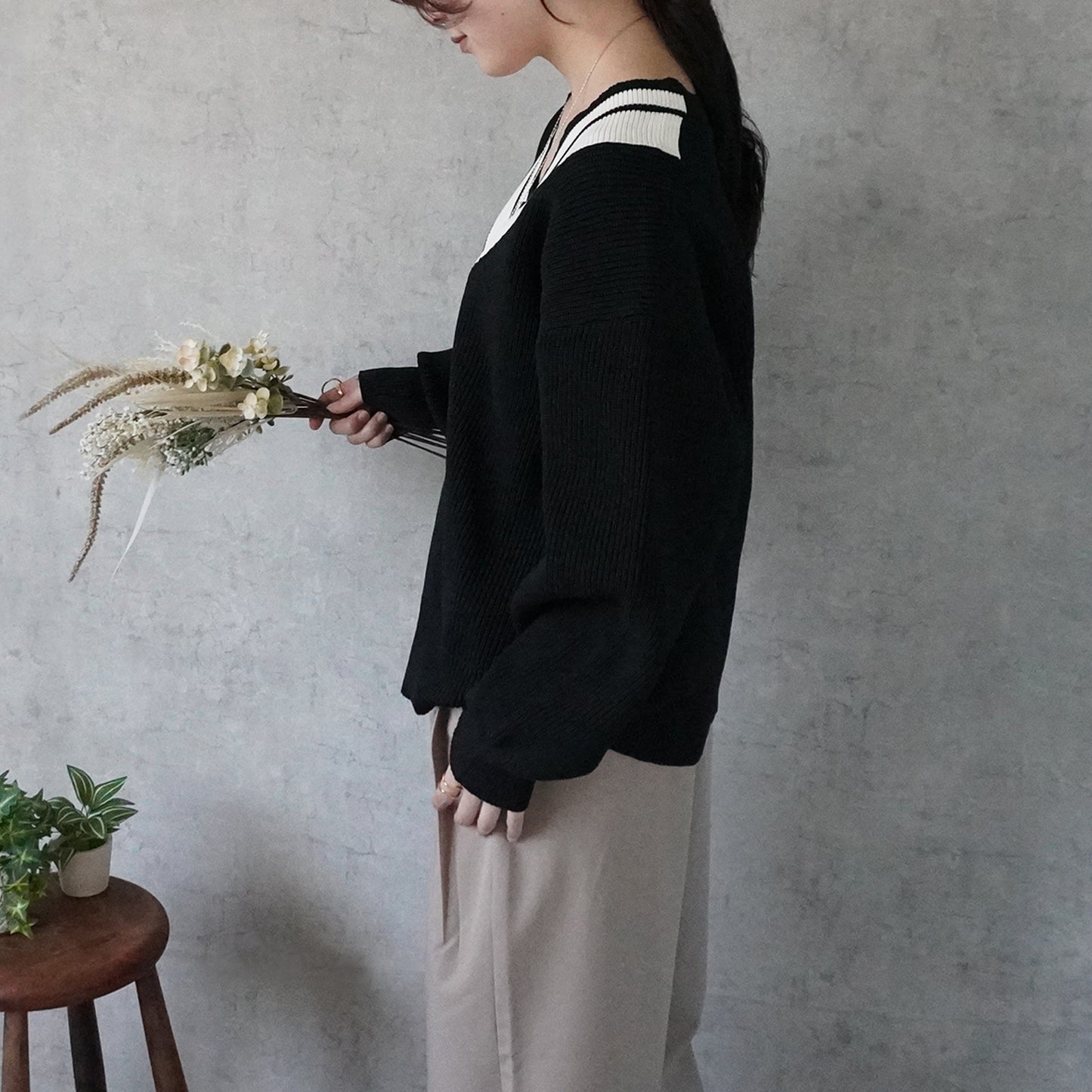 ツータックストレートワイドパンツ