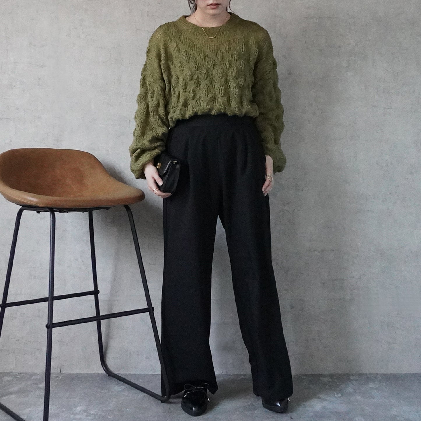 ツータックストレートワイドパンツ