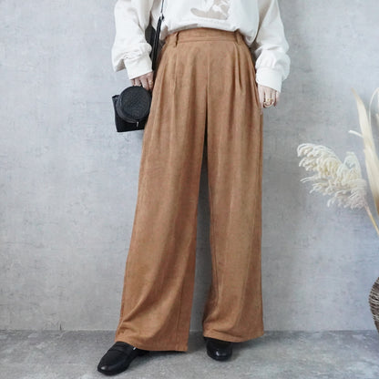 スエードタックワイドパンツ