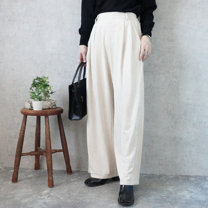 スエードタックワイドパンツ