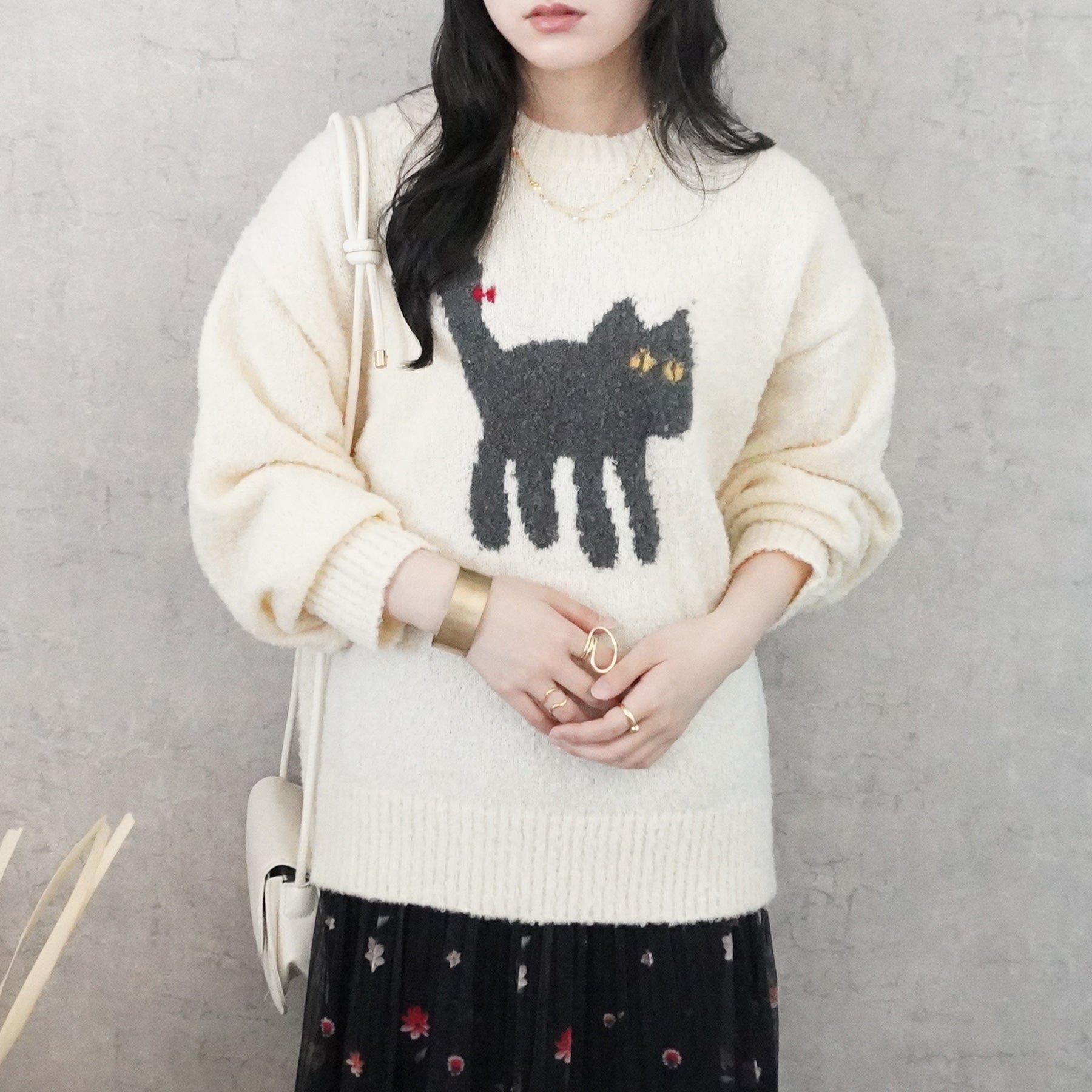 猫モチーフジャガードニットプルオーバー/ セレクトリベリー – SELECT