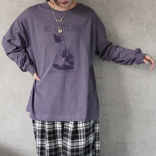 ねこプリントBIGTシャツ