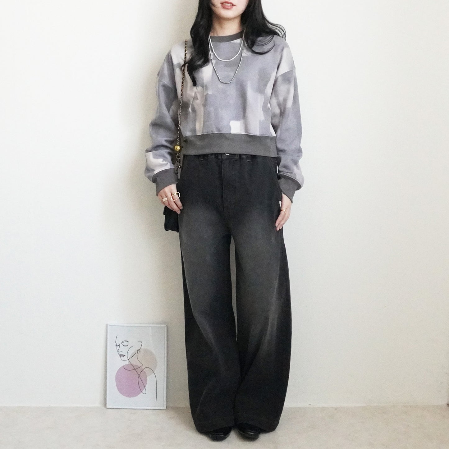 裏起毛ペイントプリントプルオーバー