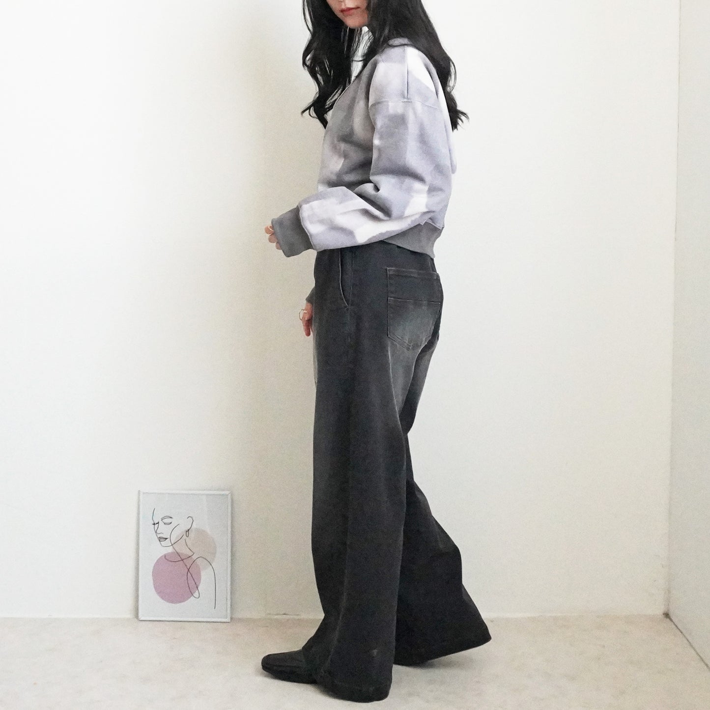 裏起毛ペイントプリントプルオーバー