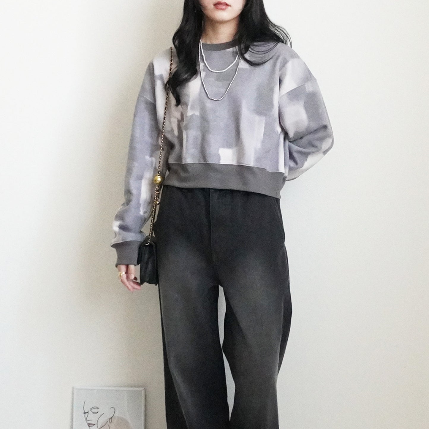 裏起毛ペイントプリントプルオーバー