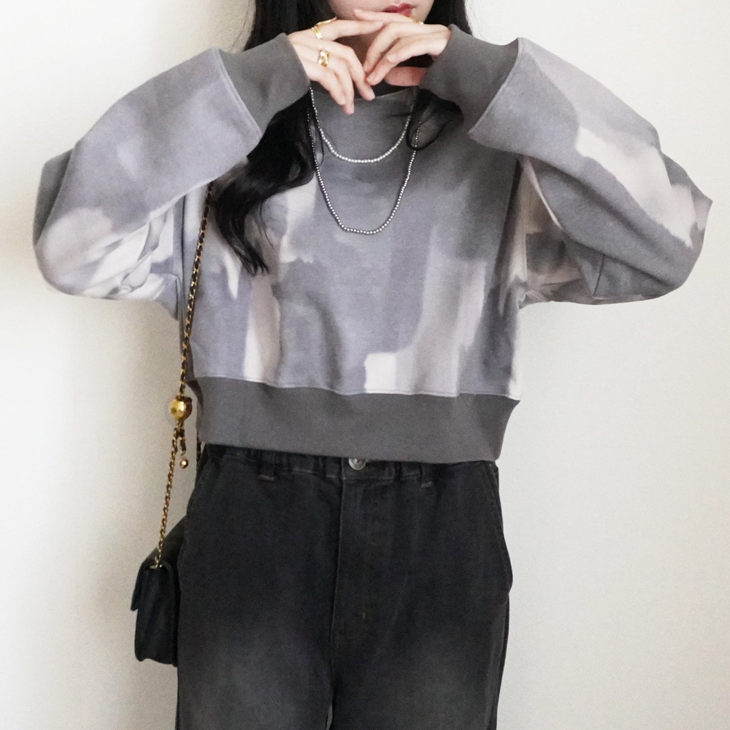 裏起毛ペイントプリントプルオーバー