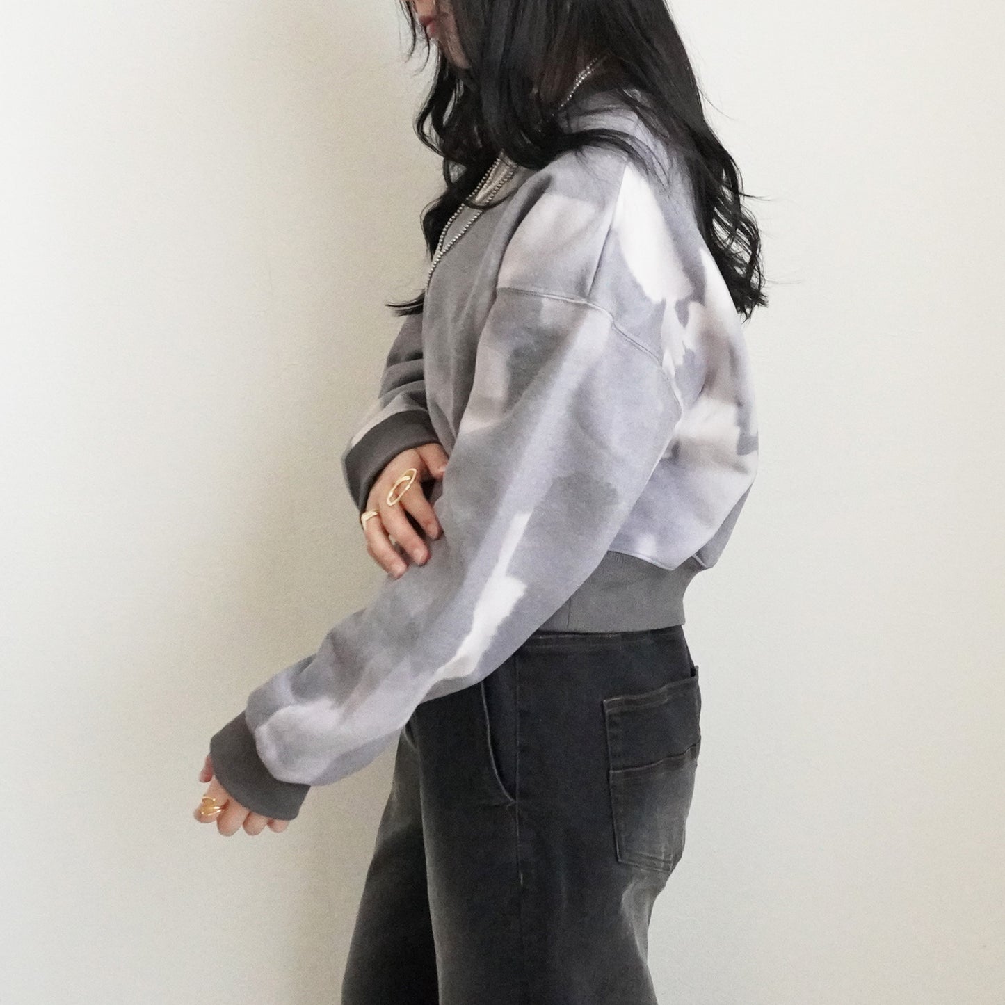 裏起毛ペイントプリントプルオーバー