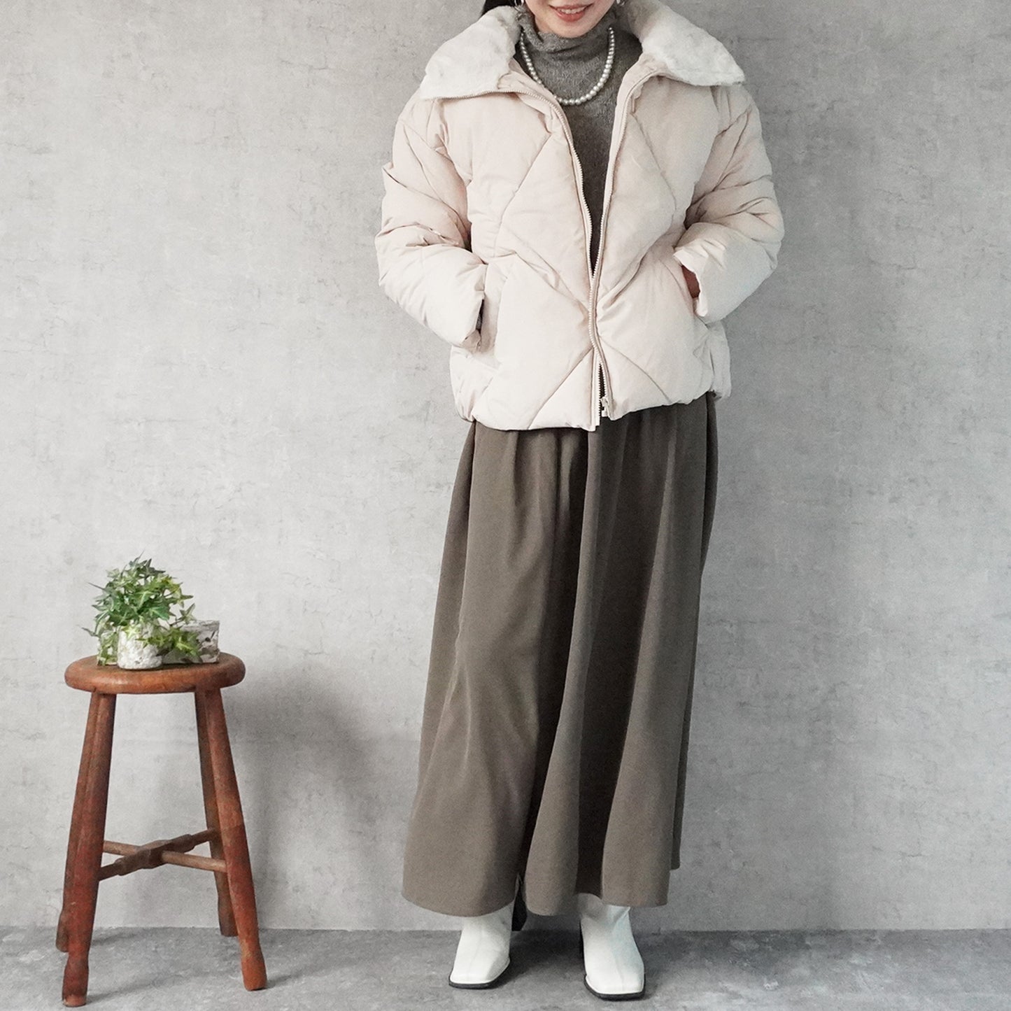 2wayカラーファーキルトブルゾン