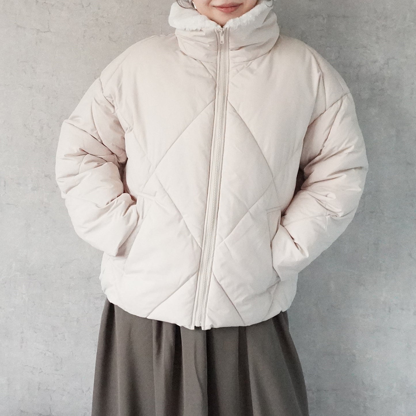 2wayカラーファーキルトブルゾン