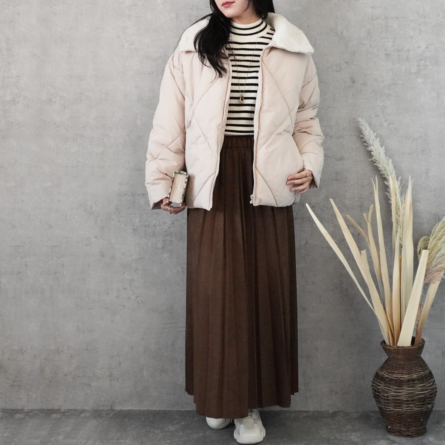 2wayカラーファーキルトブルゾン