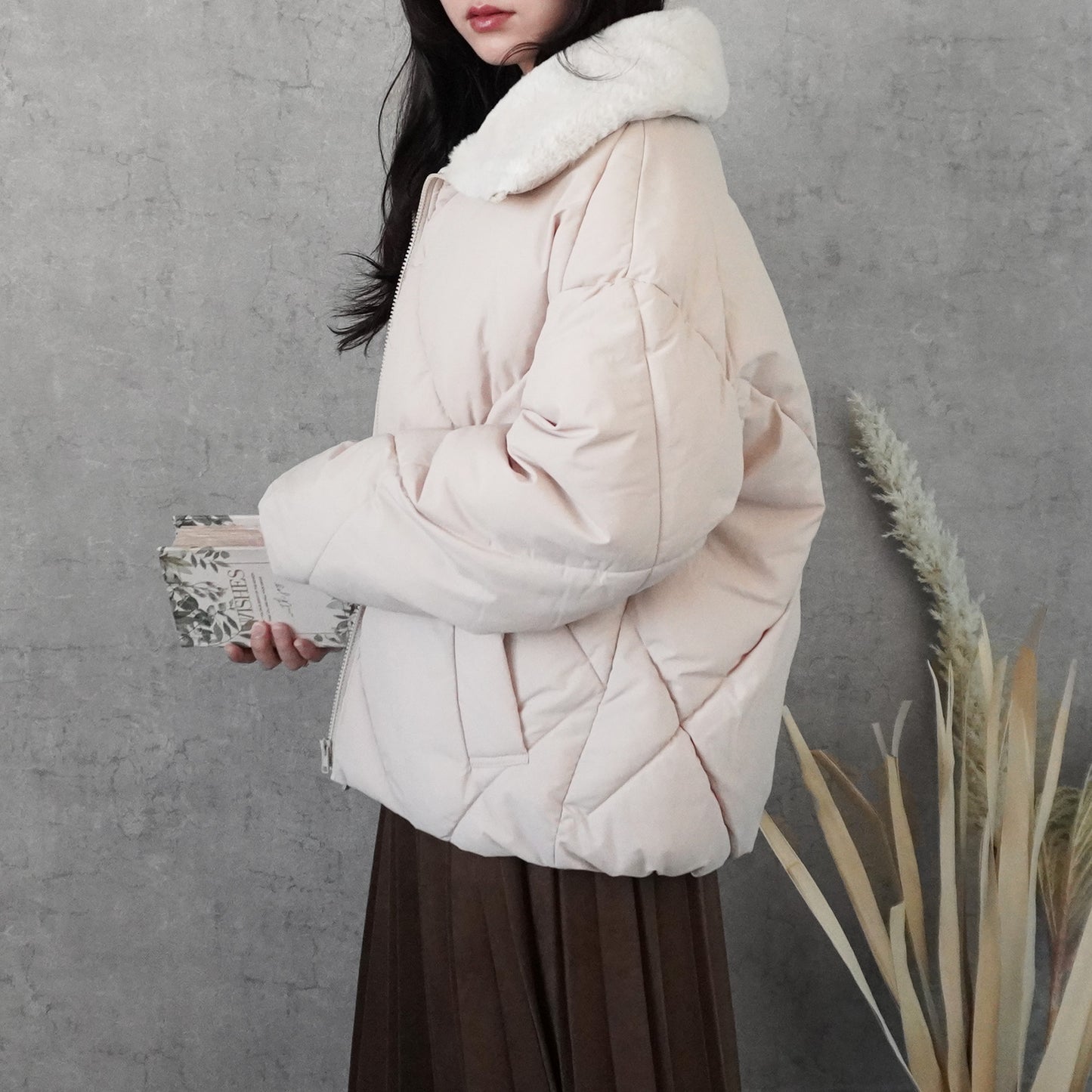 2wayカラーファーキルトブルゾン