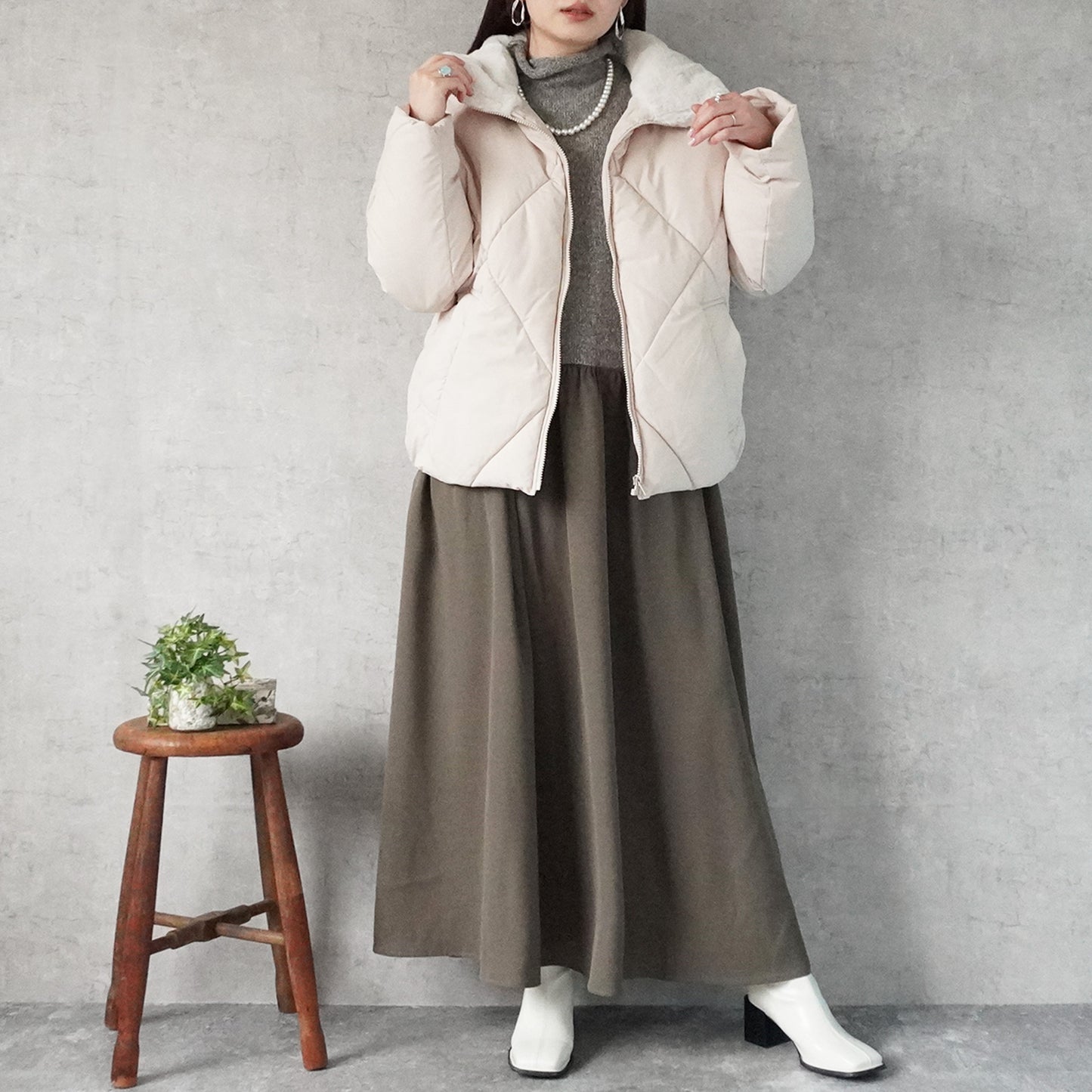 2wayカラーファーキルトブルゾン