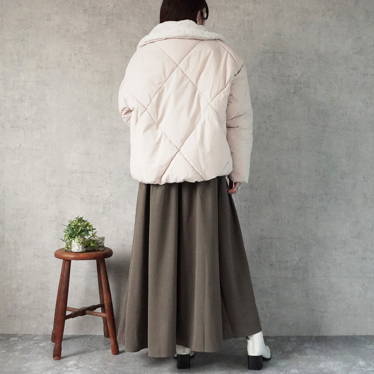 2wayカラーファーキルトブルゾン