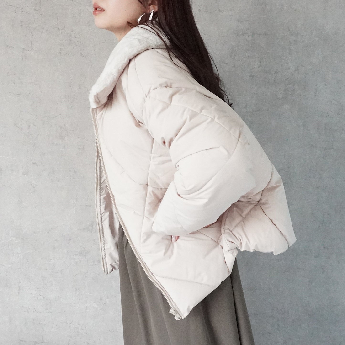 2wayカラーファーキルトブルゾン