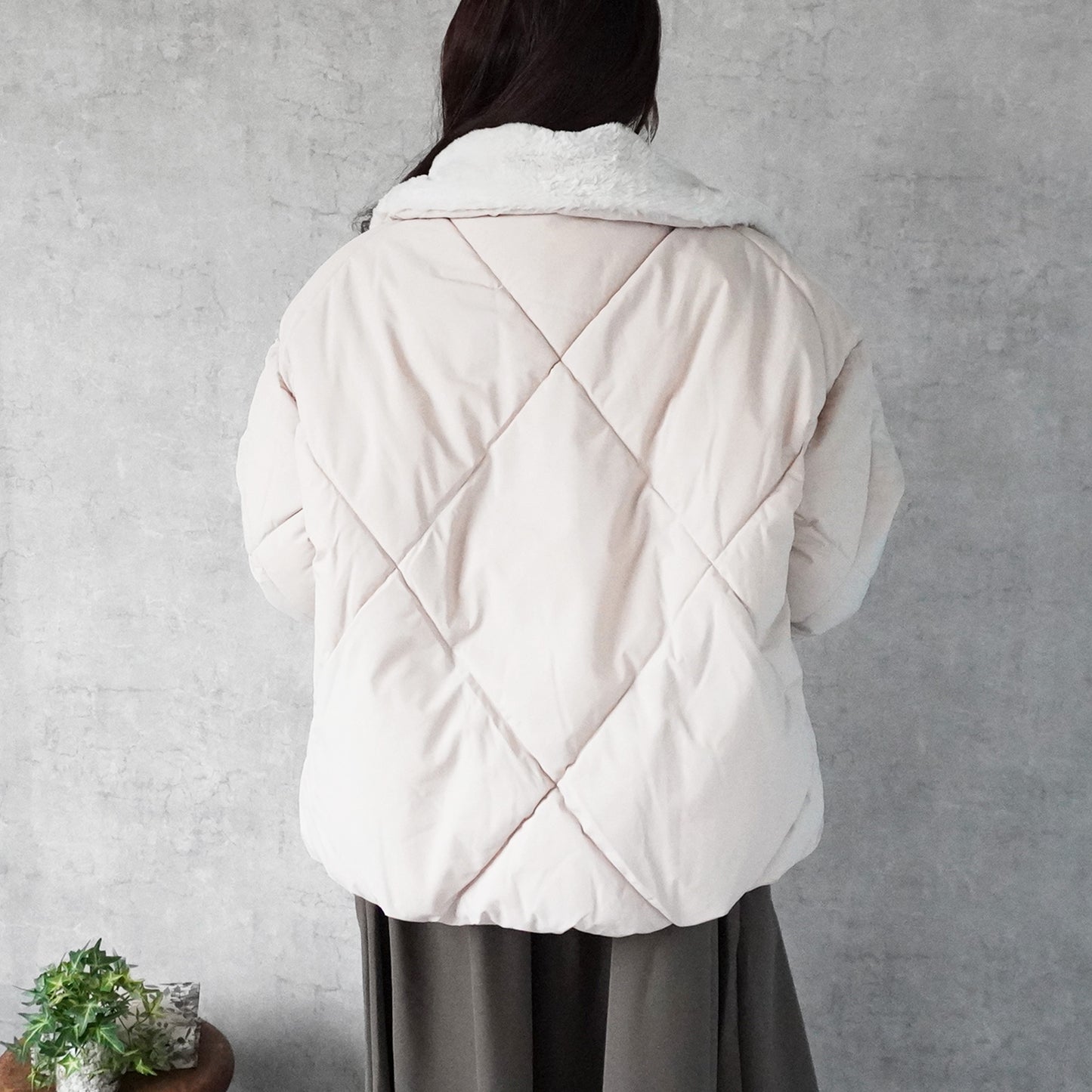 2wayカラーファーキルトブルゾン