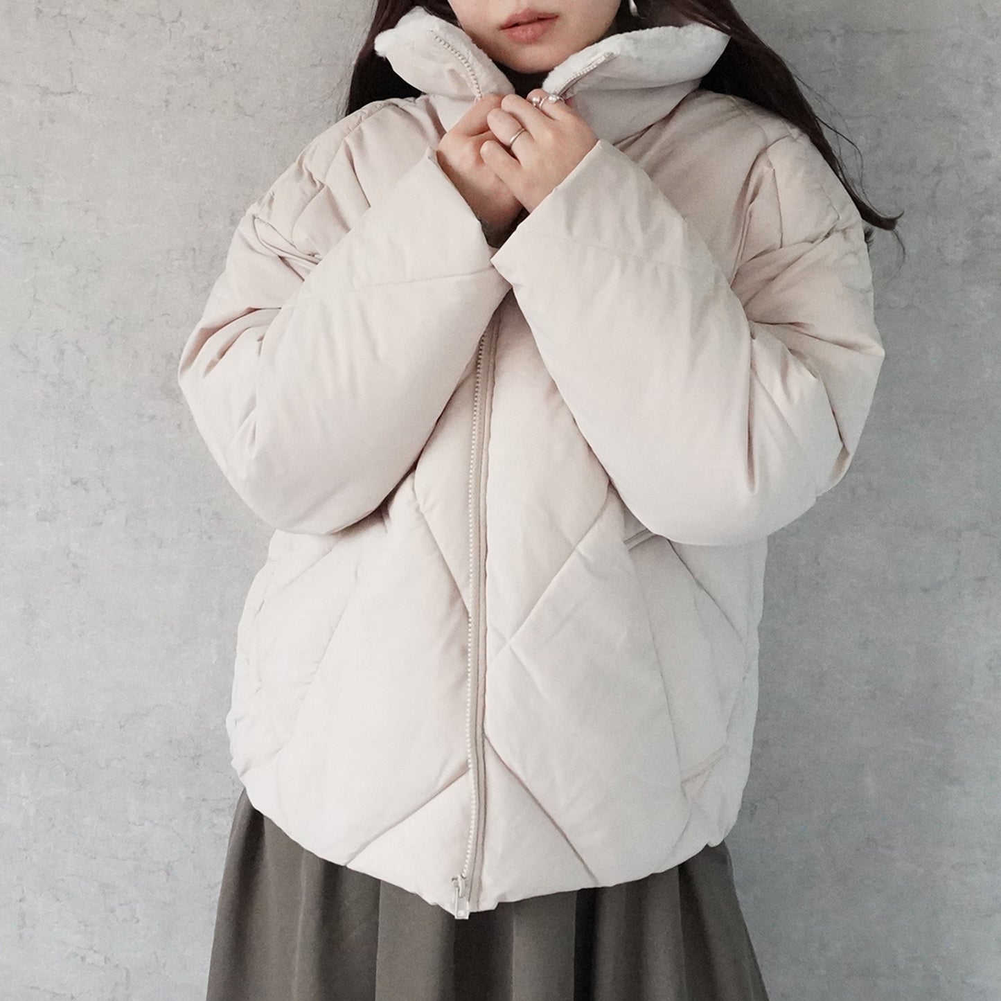 2wayカラーファーキルトブルゾン