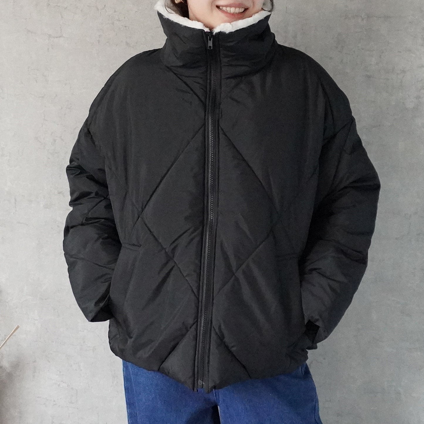 2wayカラーファーキルトブルゾン