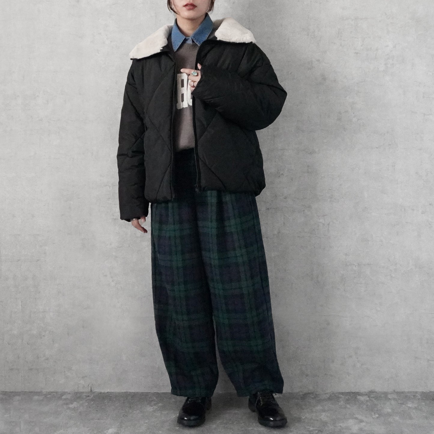 2wayカラーファーキルトブルゾン