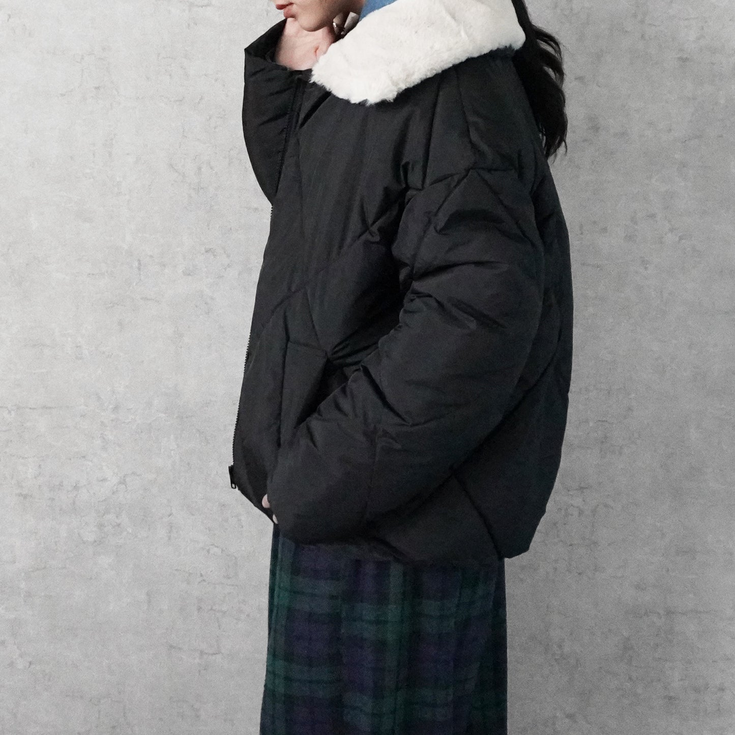 2wayカラーファーキルトブルゾン