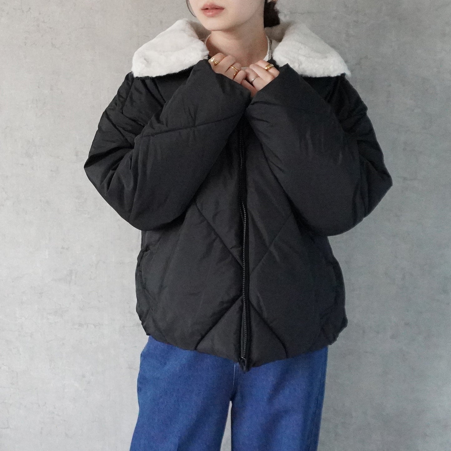 2wayカラーファーキルトブルゾン