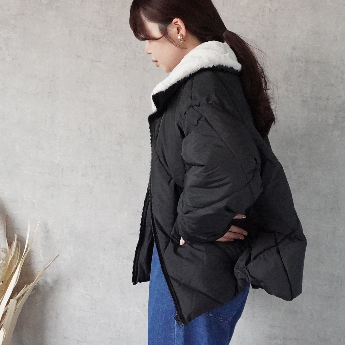 2wayカラーファーキルトブルゾン