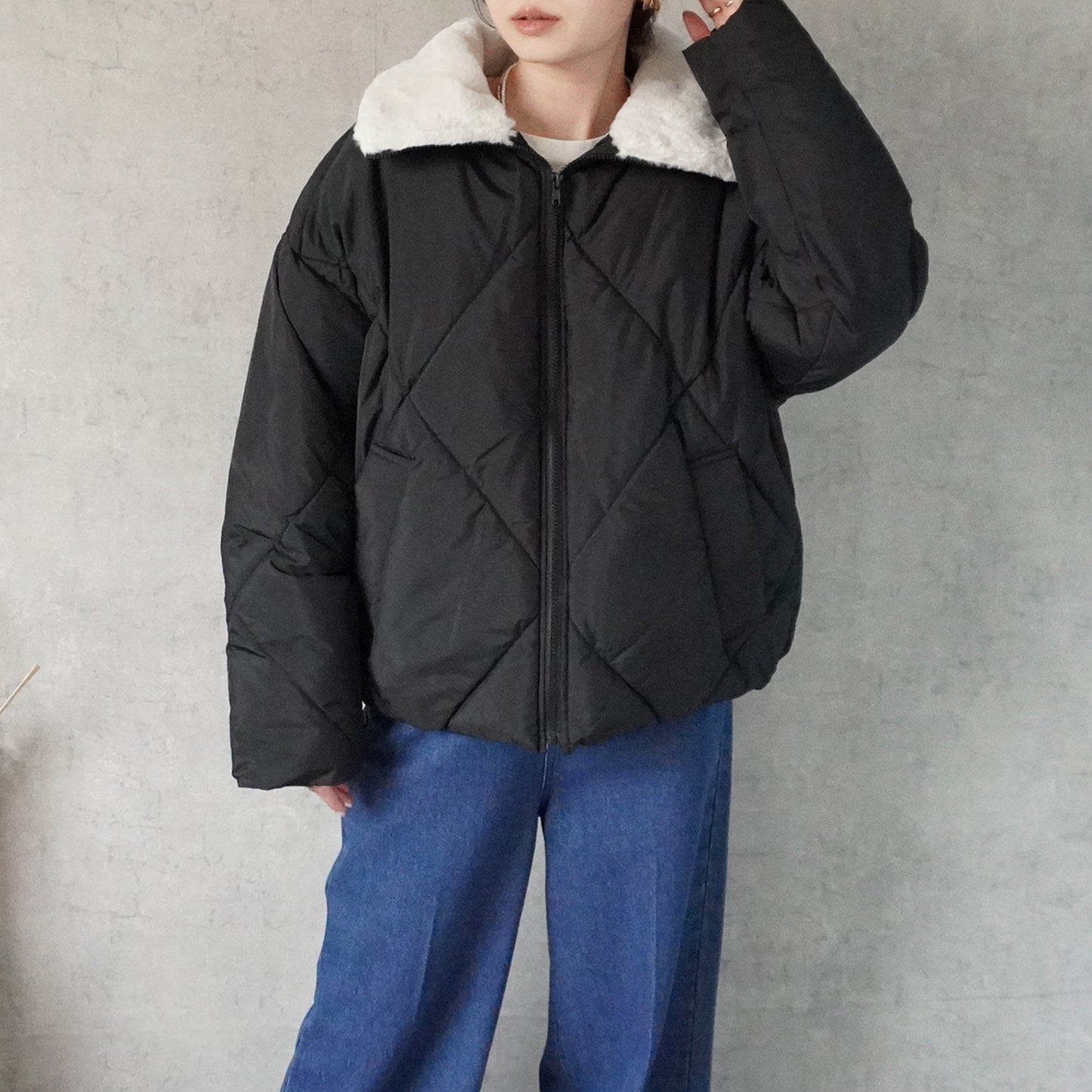 2wayカラーファーキルトブルゾン