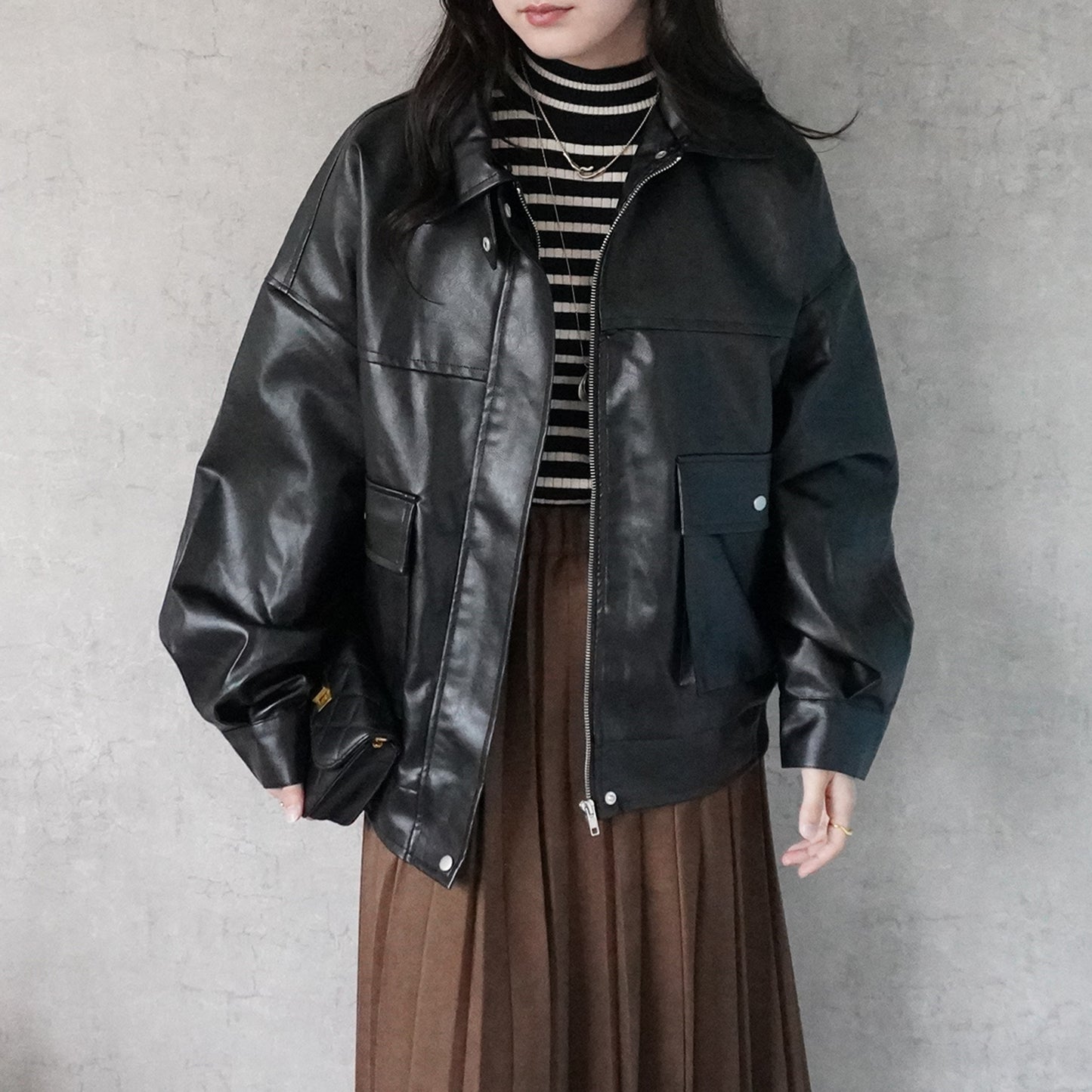 ファーティペットレザーブルゾン