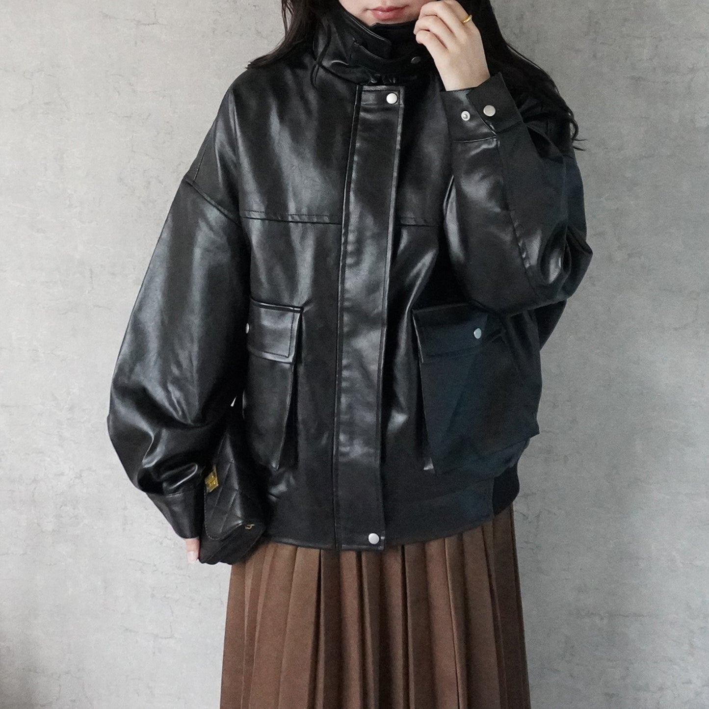 ファーティペットレザーブルゾン