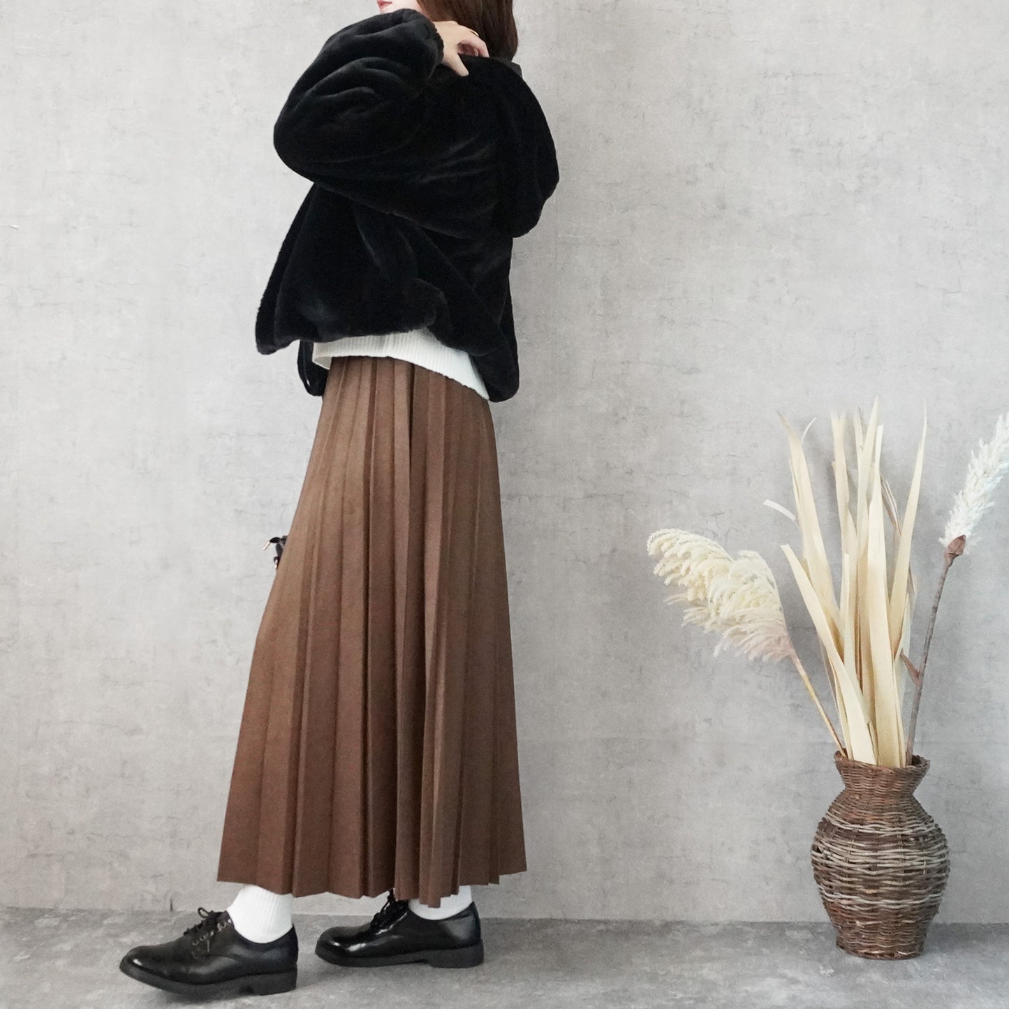 フェイクファーショートフードブルゾン