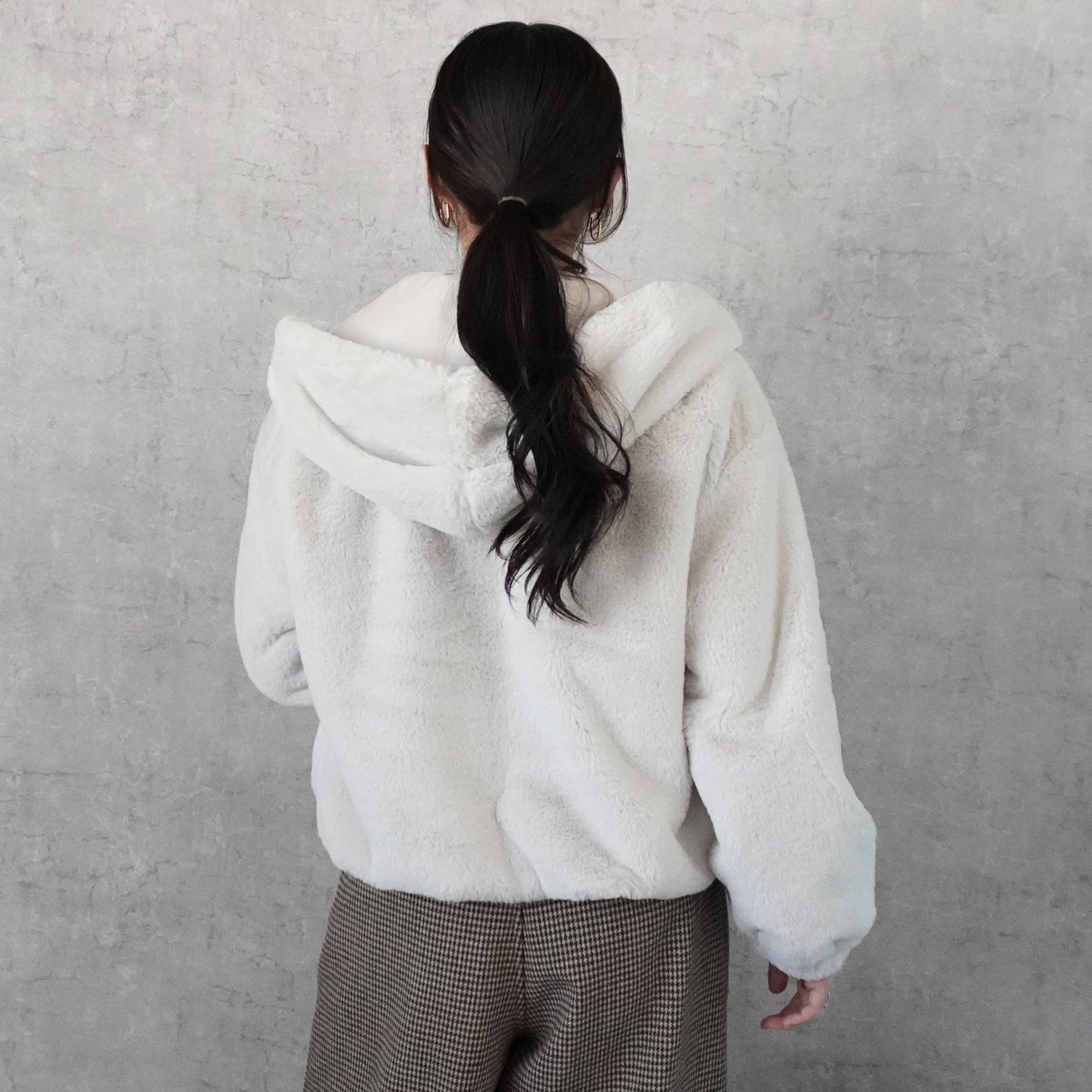 フェイクファーショートフードブルゾン