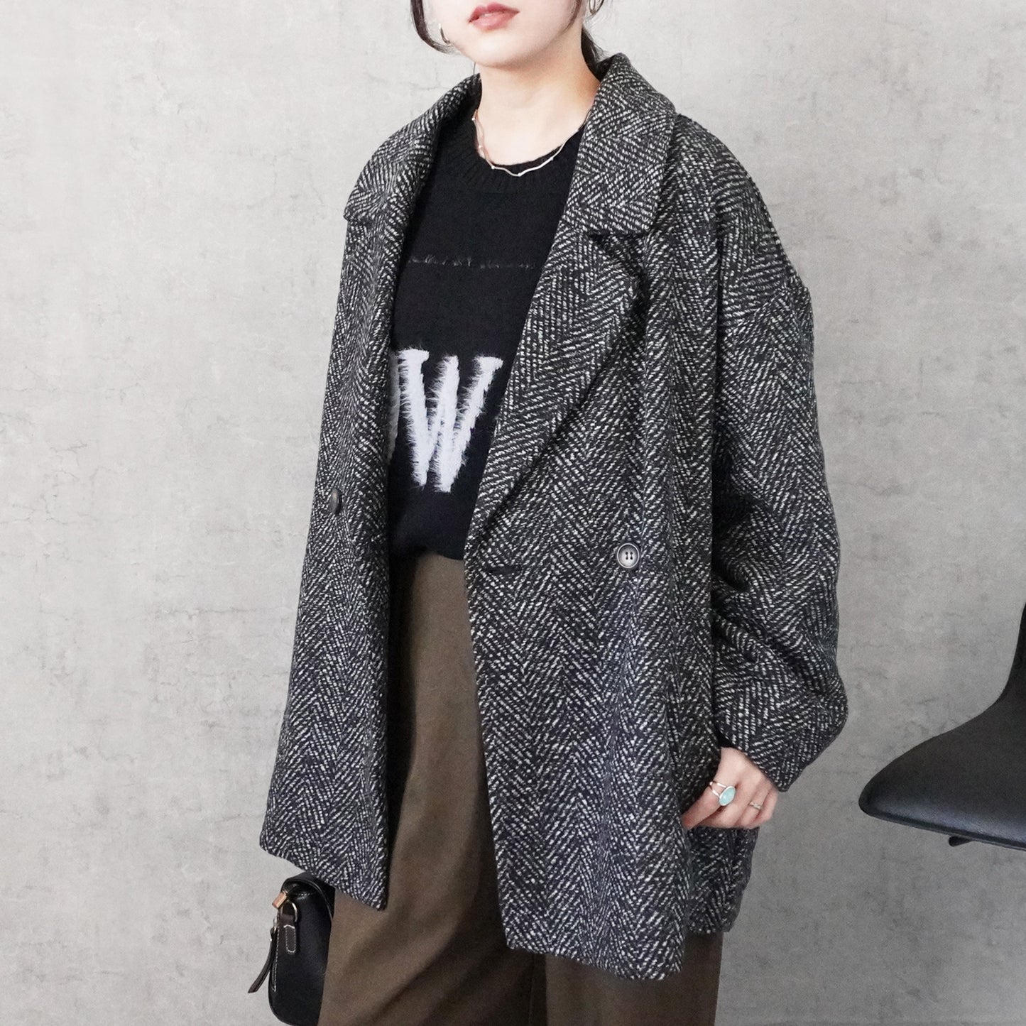 ヘリンボーンダブルテーラードジャケット