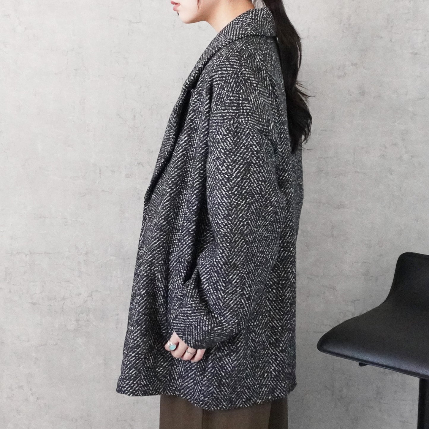 ヘリンボーンダブルテーラードジャケット