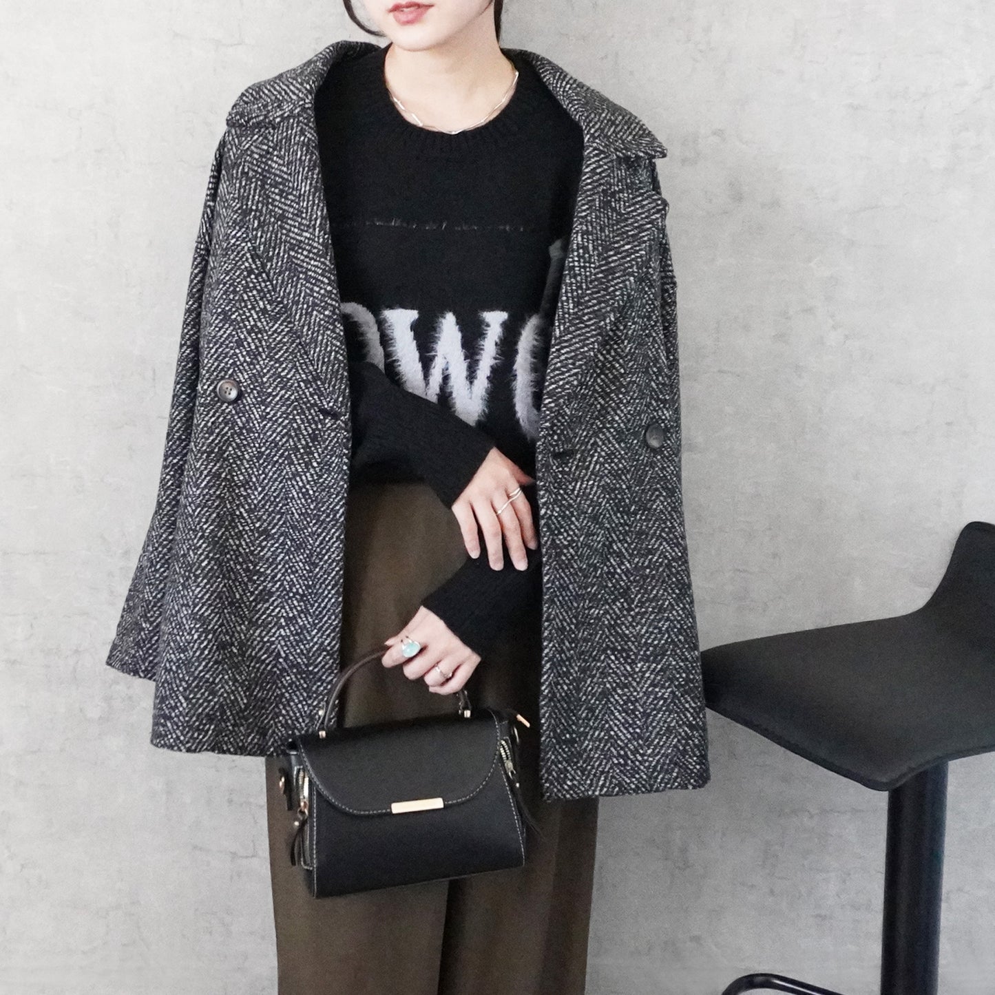 ヘリンボーンダブルテーラードジャケット