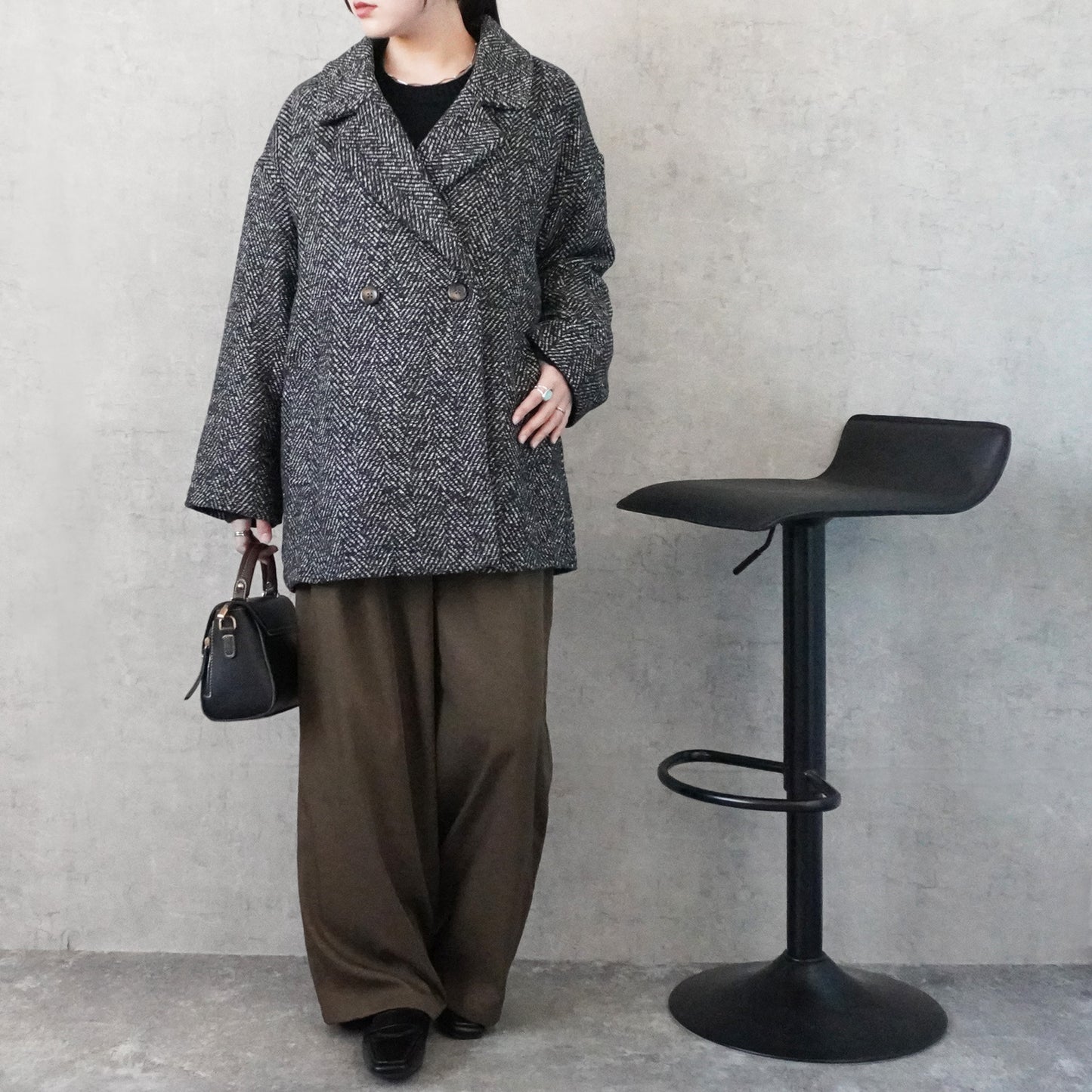 ヘリンボーンダブルテーラードジャケット