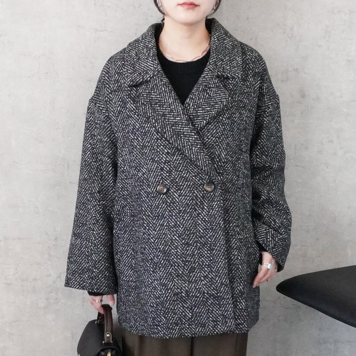 ヘリンボーンダブルテーラードジャケット