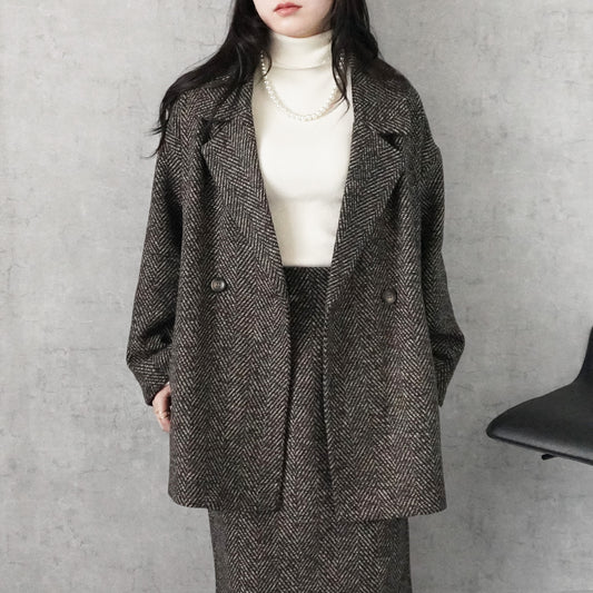 ヘリンボーンダブルテーラードジャケット