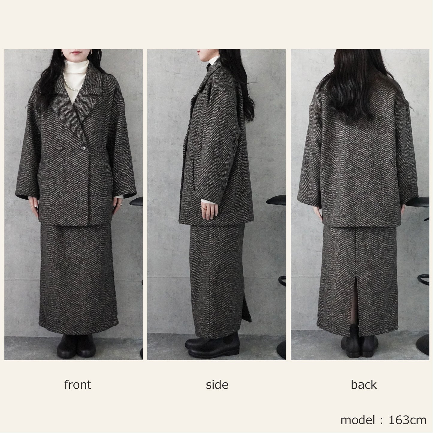 ヘリンボーンダブルテーラードジャケット