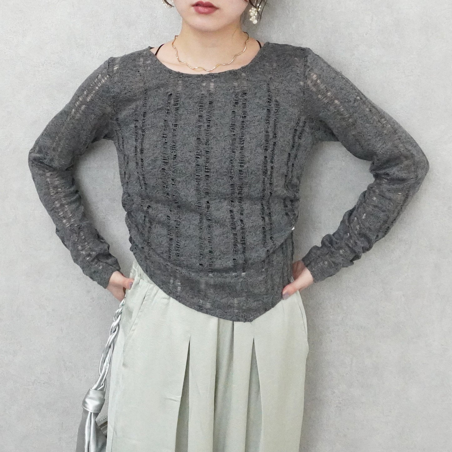 ダメージシアーニットソー