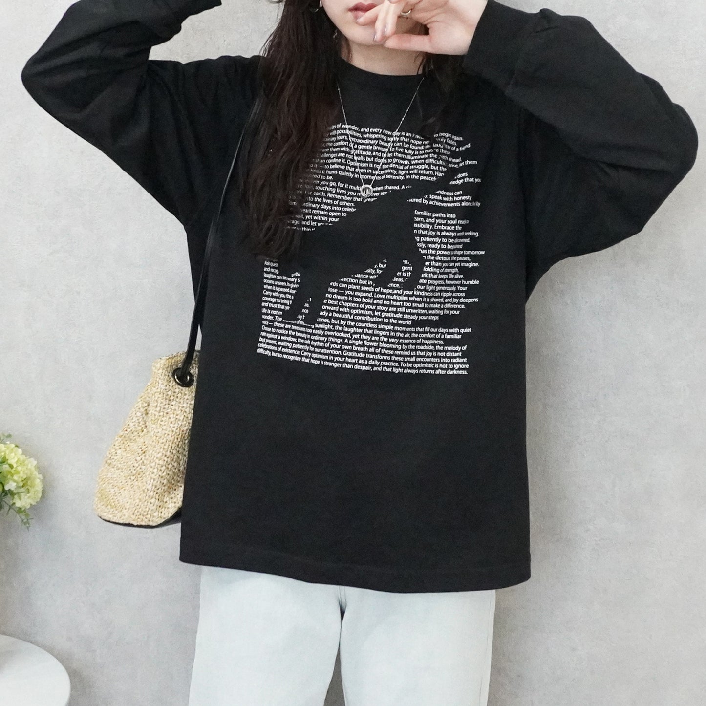 天竺ロゴネコプリントTシャツ